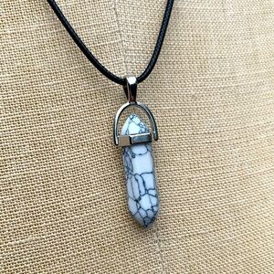 Handmade Stone Howlite/Turquoise Dagger Charm Amulet Necklace